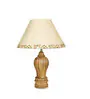 Beige Handpainted Shade With Natural Color Gada Design Wooden Handmade Table Lamp