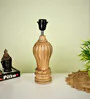 Beige Handpainted Shade With Natural Color Gada Design Wooden Handmade Table Lamp