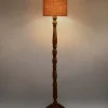 Dark Brown Floor Lamp With Brown Jute Shade by Green Girgit