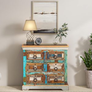 Azealia Reclaimed Wood Chest Of Drawers In Distress Finish