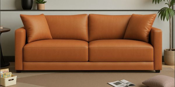Enchant 2.0 Leatherette 3 Seater Sofa In Tan PU Colour