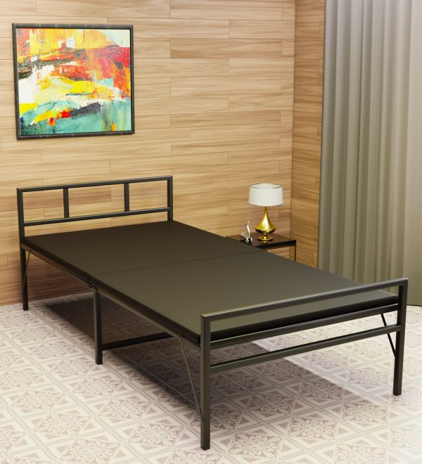 Metal Folding Bed In Black Colour