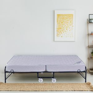 Roll-Away Metal Folding Bed in Black Colour with Mattress