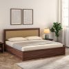 Yuko Upholstered King Size Bed in Columbia Walnut Finish with Hydraulic Storage