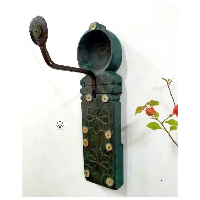 Giant Coconut grater vengai wood painted in green