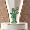 Antique Green Aluminium 13.5 Inch Deer Sculpture Table Decor
