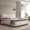 Aruba Boucle Upholstered Queen Size Bed In Ivory Colour