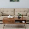 Basse Mango Wood Coffee Table In Rustic Teak Finish With Drawers
