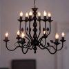 Black Italian 2 Tier 6+6 Lights 23 Inch Steel Chandelier Ceiling Light