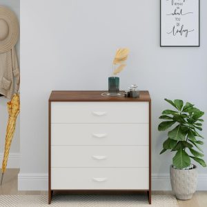 Colove Chest Of Drawers In Brown Maple & Frosty Finish