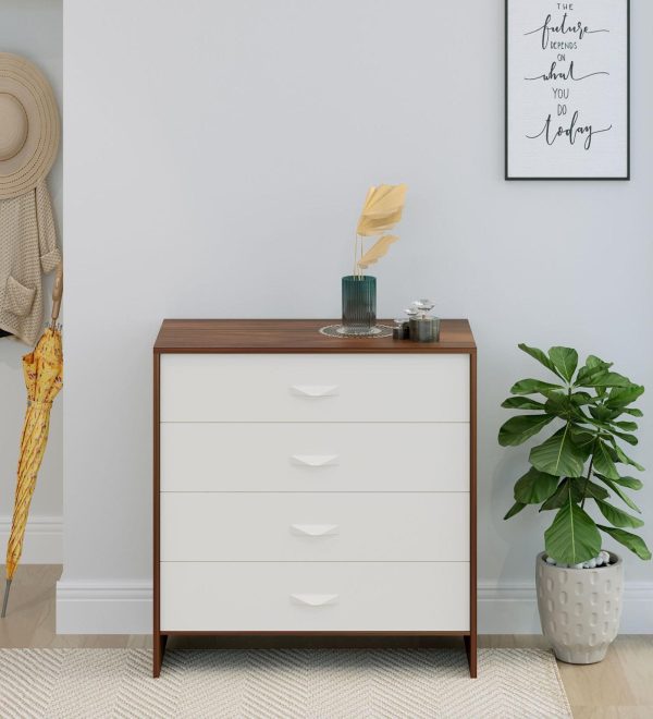 Colove Chest Of Drawers In Brown Maple & Frosty Finish
