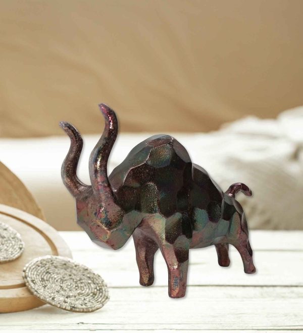Copper Antique Aluminium 7 Inch Bull Sculpture Table Decor