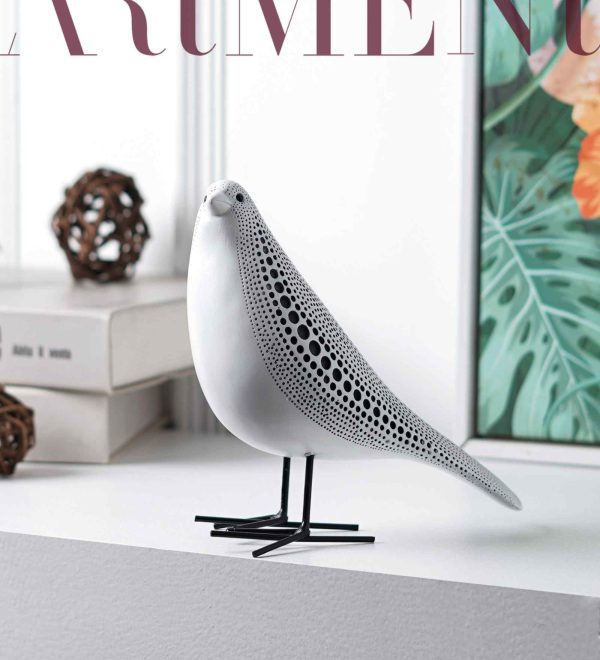 Cosmic Dots Avian Resin Sculpture-White