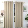 Cream Solid Polyester 8 Ft Blackout Eyelet Door Curtains (Set of 2)