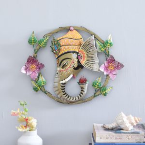 Decorative Ganesh Multicolour Metal Wall Art