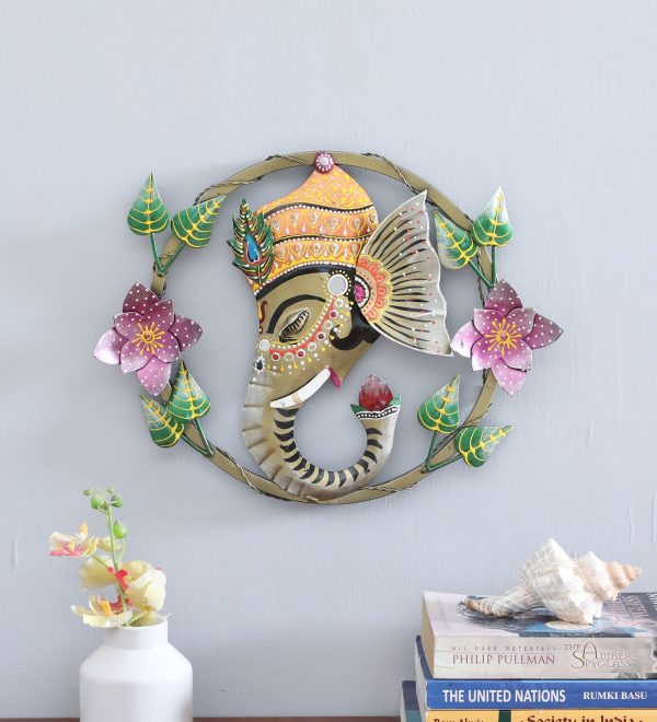 Decorative Ganesh Multicolour Metal Wall Art