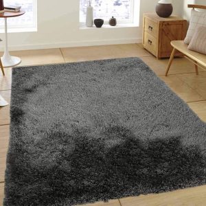 Grey Shaggy Polyester 5 ft x 7 ft Machine Made Carpet