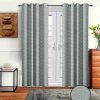 Grey Polyster Abstract 7ft Light Filtering Eyelet 2 Pc Door curtains