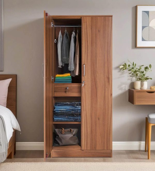 Kibo 2 Door Wardrobe In Lyon Walnut Finish With Drawer