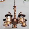 Lantern Oil Rubbed Antique Copper Vintage Edison 5 Light Glass & Metal Chandelier