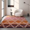 Red Geometrical Wool 3 ft X 5 ft Hand Tufted Carpet