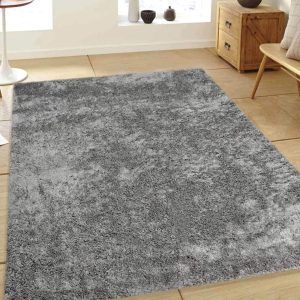 Grey Shaggy Polyester 5 ft x 7 ft Machine Made Carpet