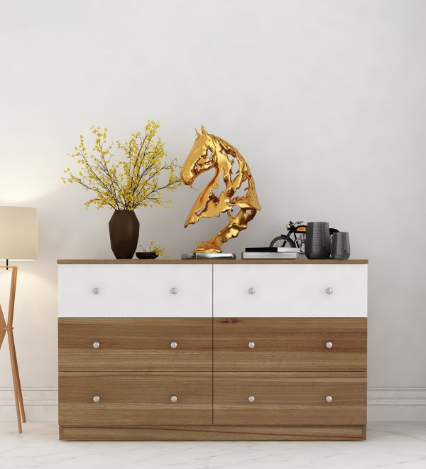 Treasure Chest Of Drawers in Lyon Teak & White Finish